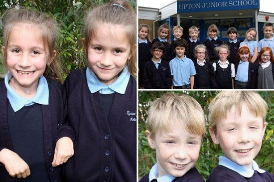 英國又有7對雙胞胎進(jìn)入了同一所小學(xué)，讓人看花了眼。