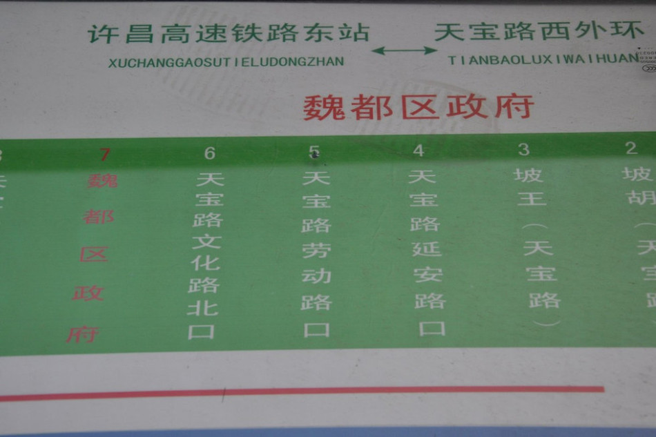 魏都區(qū)政府對面的公交站牌顯示此站為魏都區(qū)政府。來源：光明網(wǎng)