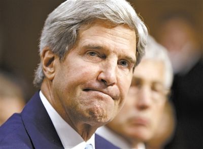 3日，克里在參院聽證會上。