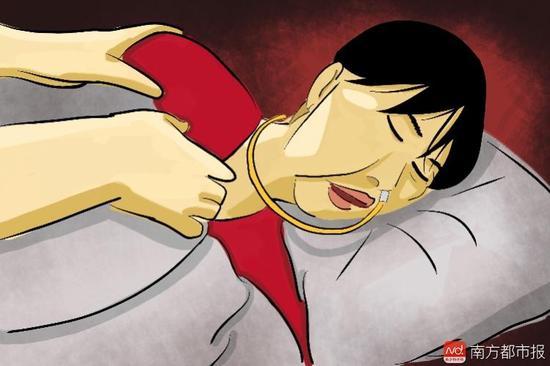 妻子張津華再沒能醒來，這個正處盛年、愛美又能干的女人變?yōu)榱酥参锶耍诖采弦惶删拍?，容顏已枯朽。（畫作者：羅逸爵）