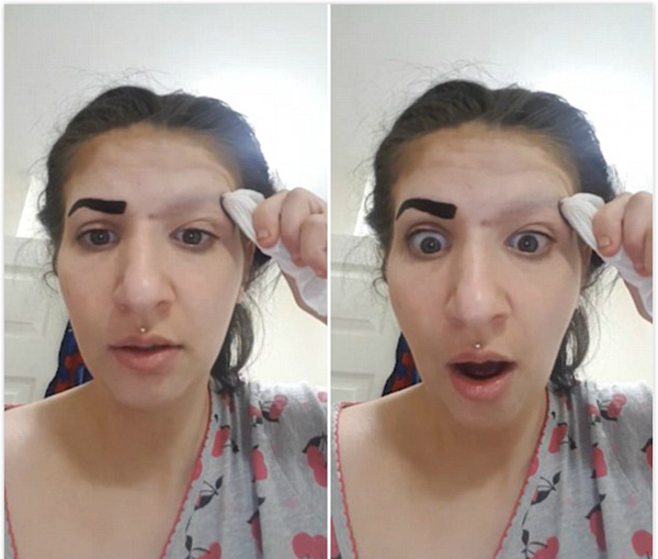 搞笑！女子誤用文眉藥劑導(dǎo)致眉毛不翼而飛