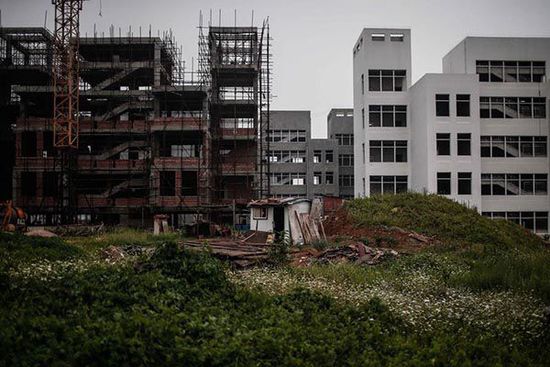 2014年7月11日，安徽省宿州市蕭縣，荒棄的政府新辦公樓前荒草一片。 澎湃新聞 楊一 圖