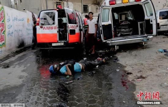 資料圖：加沙，以色列戰(zhàn)機(jī)轟炸一處市場(chǎng)，造成至少17名巴勒斯坦人死亡，200多人受傷。