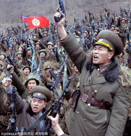 　朝鮮人民軍士兵戰(zhàn)意高昂。