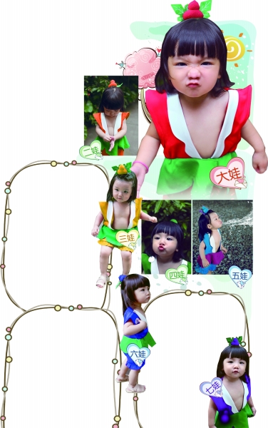 最萌葫蘆娃！小蘿莉扮葫蘆7兄弟走紅網(wǎng)絡(luò)